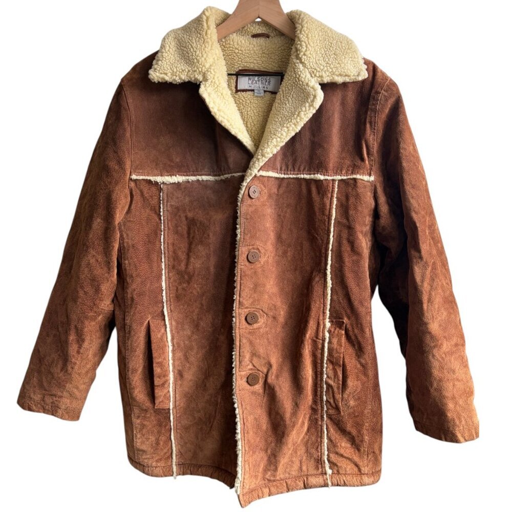 Wilsons Vintage M. Julian Leather Shearling Sherpa Coat Jacket Suede Medium